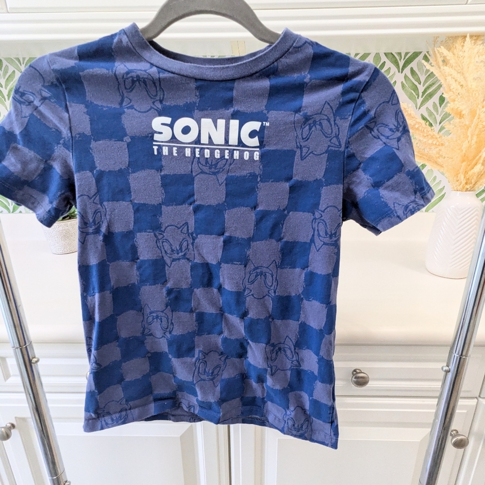 Blue Checkered pattern Sonic the Hedgehog Tee Large